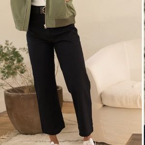Black Cropped Slight Flare Pants